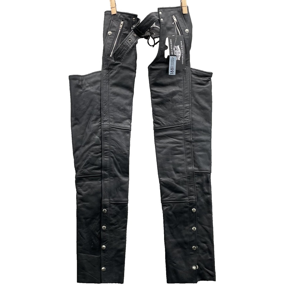 Men's Black Leather Western Chaps